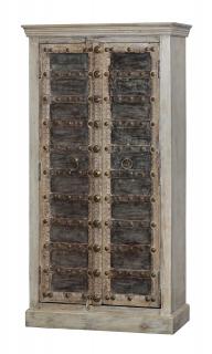 Sanu Babu Skriňa z mangového dreva, staré teakové dvere s kovaním, 95x46x178cm