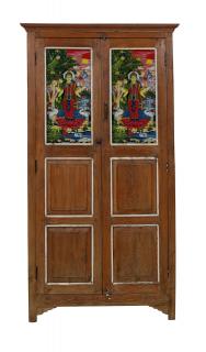 Sanu Babu Skriňa z teakového dreva, ručná maľba, 100x47x185cm
