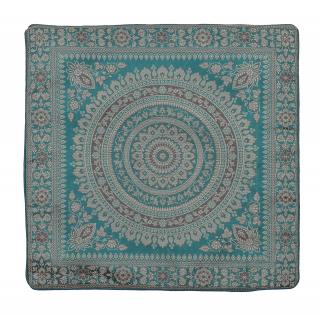 Sanu Babu Smaragdová saténová obliečka na vankúš s výšivkou, mandala, zips, 40x40cm