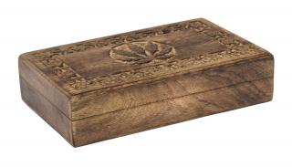 Sanu Babu Šperkovnica z dreva, ručne vyrezávaná, list, 25x15x6cm