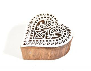 Sanu Babu Srdce - pečiatka vyrezávaná z dreva, ručné práce, 6x6cm