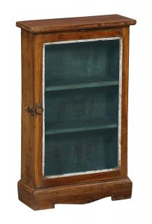 Sanu Babu Stará presklená skrinka z teakového dreva, 39x16x63cm