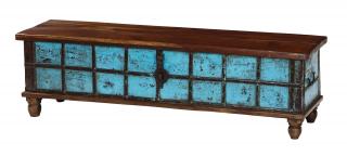 Sanu Babu Stará truhla z teakového dreva, zdobená železným kovaním, 158x43x46cm