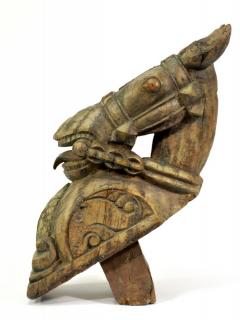 Sanu Babu Starožitná hlava koňa z teakového dreva, 12x30x40cm