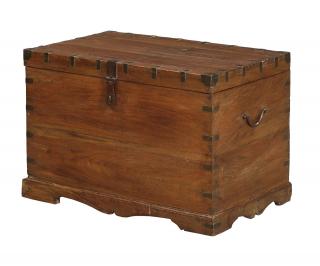 Sanu Babu Starožitná truhla z teakového dreva, železné kovanie, 80x50x55cm