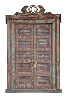 Sanu Babu Starožitné dvere s rámom z Gujaratu, tíkové drevo, 162x16x249cm