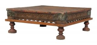 Sanu Babu Starožitný čajový stolík z teakového dreva, 60x60x24cm