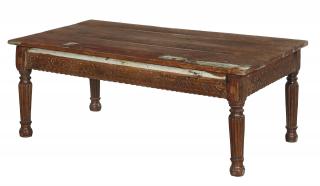 Sanu Babu Starožitný stolík z tíkového dreva, ručne vyrezávaný, 130x73x50cm