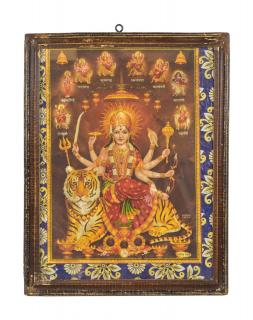 Sanu Babu Starý obraz v teakovom ráme, Durga, 35x47cm