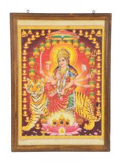 Sanu Babu Starý obraz v teakovom ráme, Durga, 40x56cm