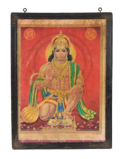 Sanu Babu Starý obraz v teakovom ráme, Hanuman, 40x2x55cm