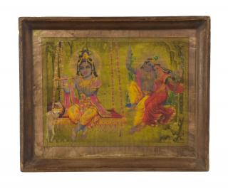 Sanu Babu Starý obraz v teakovom ráme, Krišna, 57x2x47cm