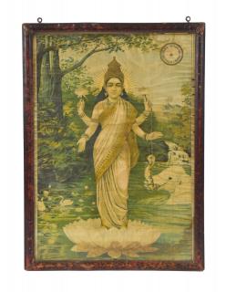 Sanu Babu Starý obraz v teakovom ráme, Lakšmí, 37x2x53cm