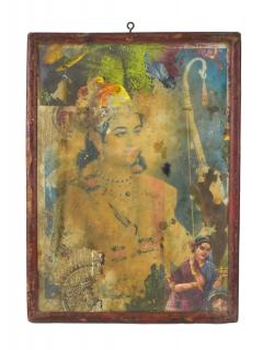 Sanu Babu Starý obraz v teakovom ráme, Ráma a Sitá, 28x2x39cm