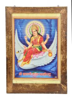 Sanu Babu Starý obraz v teakovom ráme, Šrí Brahmi Mata, 42x2x60cm