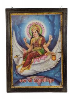 Sanu Babu Starý obraz v teakovom ráme, Šrí Brahmi Mata, 57x2x78cm