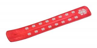 Sanu Babu Stojanček na vonné tyčinky, strieborná potlač Ganéš, drevo, 26cm (9N)