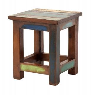 Sanu Babu Stolička z antik teakového dreva, "GOA" štýl, 25x25x30cm (AC)