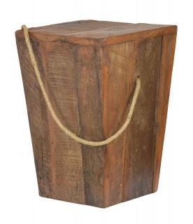 Sanu Babu Stolička z teakového dreva, madlo z povrazu, 30x30x45cm (7B)
