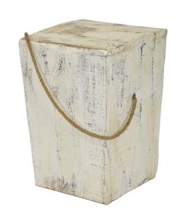 Sanu Babu Stolička z teakového dreva, madlo z povrazu, 30x30x45cm (7E)