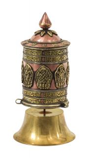 Sanu Babu Stolný modlitebný mlynček mosadzný zdobený mantrou a symbolmi ashtamangala