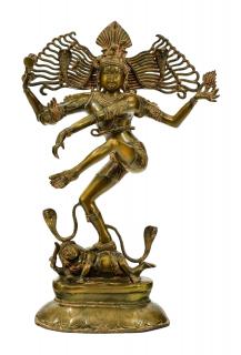 Sanu Babu Tancujúci Šiva, Natraj, mosadzná socha, antik patina, 50x27x80cm