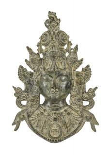 Sanu Babu Tara, mosadzná maska, antik patina, 26x9x38cm