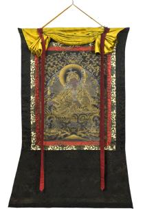 Sanu Babu Thangka, Guru Rinpoče, antik patina, 83x119cm