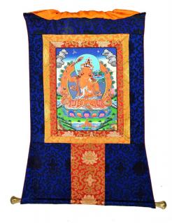 Sanu Babu Thangka, Madžušrí, modrý brokát, 70x86cm