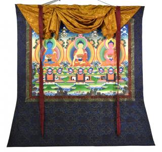Sanu Babu Thangka, Rantnasambhava, Akšóbhja, Amithába, 105x79cm