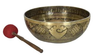 Sanu Babu Tibetská misa, "Gulpa", gravírovaná s dizajnom, priemer 39cm