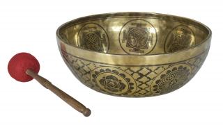 Sanu Babu Tibetská misa, "Gulpa", gravírovaná s dizajnom, priemer 41cm