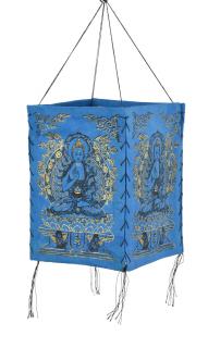 Sanu Babu Tienidlo, štvorboké modré so zlato-čiernou potlačou Budhu, 18x25cm