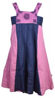 Sanu Babu Tmavo modro-fialové krátke šaty bez rukávu s výšivkou L/XL