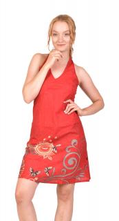 Sanu Babu Trojštvrťové šaty ,,Flower design" červené, bez rukávu M