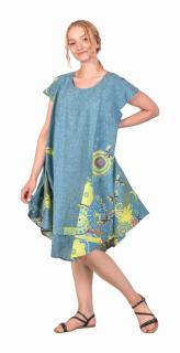 Sanu Babu Trojštvrťové voľné letné šaty, modré s kvetinovou potlačou FREE