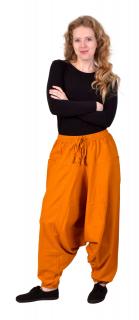 Sanu Babu Turecké horčicovo žlté nohavice, unisex, vrecká, šnúrka a guma v páse L/XL