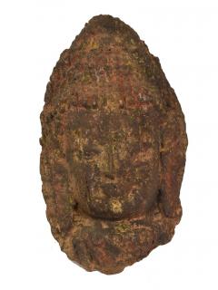 Sanu Babu Unikátna maska hlava Budhu, keramika v úprave dreva, 36cm