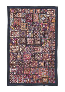 Sanu Babu Unikátna tapiséria z Rajastanu, farebná, ručné vyšívanie, 140x186cm (3G)