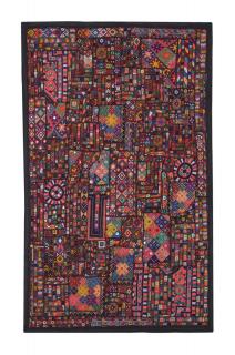 Sanu Babu Unikátna tapiséria z Rajastanu, farebná, ručné vyšívanie, 140x91cm (2A)