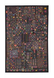 Sanu Babu Unikátna tapiséria z Rajastanu, farebná, ručné vyšívanie, 140x91cm (2B)