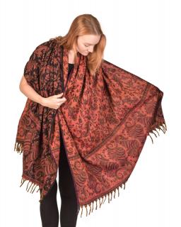 Sanu Babu Veľký zimný šál so vzorom paisley, čierno-ružový, 200x100cm