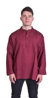 Sanu Babu Vínová pánska košeľa-kurta s dlhým rukávom a vreckom M