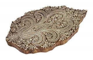 Sanu Babu Vvyrezávaná pečiatka "Paisley", palisander, 23x13cm