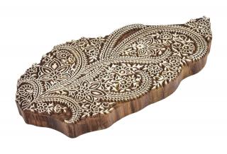 Sanu Babu Vvyrezávaná pečiatka "Paisley", palisander, 26x12cm