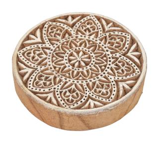Sanu Babu Vyrezávaná pečiatka "Mandala", palisander, 13x3cm