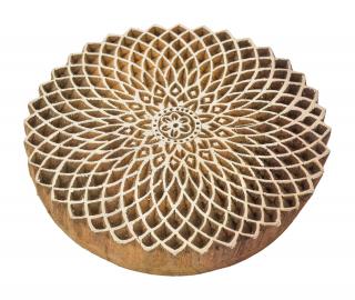 Sanu Babu Vyrezávaná pečiatka "Mandala", palisander, 15x3cm