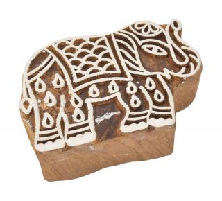 Sanu Babu Vyrezávaná pečiatka Slon, palisander, 6,5x5,5cm