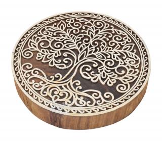 Sanu Babu Vyrezávaná pečiatka "Strom života", palisander, 15x3cm