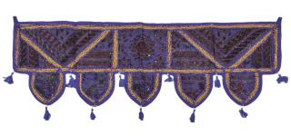 Sanu Babu Záves nad dvere, fialový, výšivka, strapce, 104x37cm
